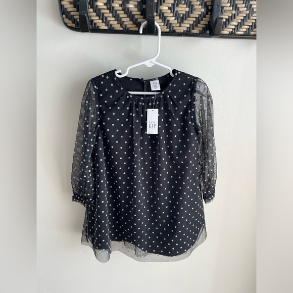 Baby Gap Toddler Girl Flocked Tulle Dress - Black Polka Dot - Size 4 Years - NWT - Picture 4 of 10